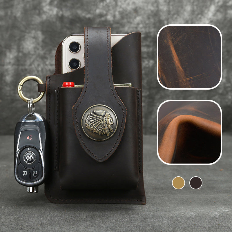 Icone™ BeltPouch: Monikäyttöinen Nahkainen Vintage Tyylinen Vyö Pussi
