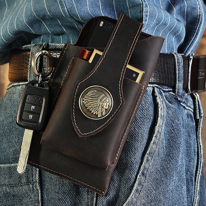 Icone™ BeltPouch: Monikäyttöinen Nahkainen Vintage Tyylinen Vyö Pussi