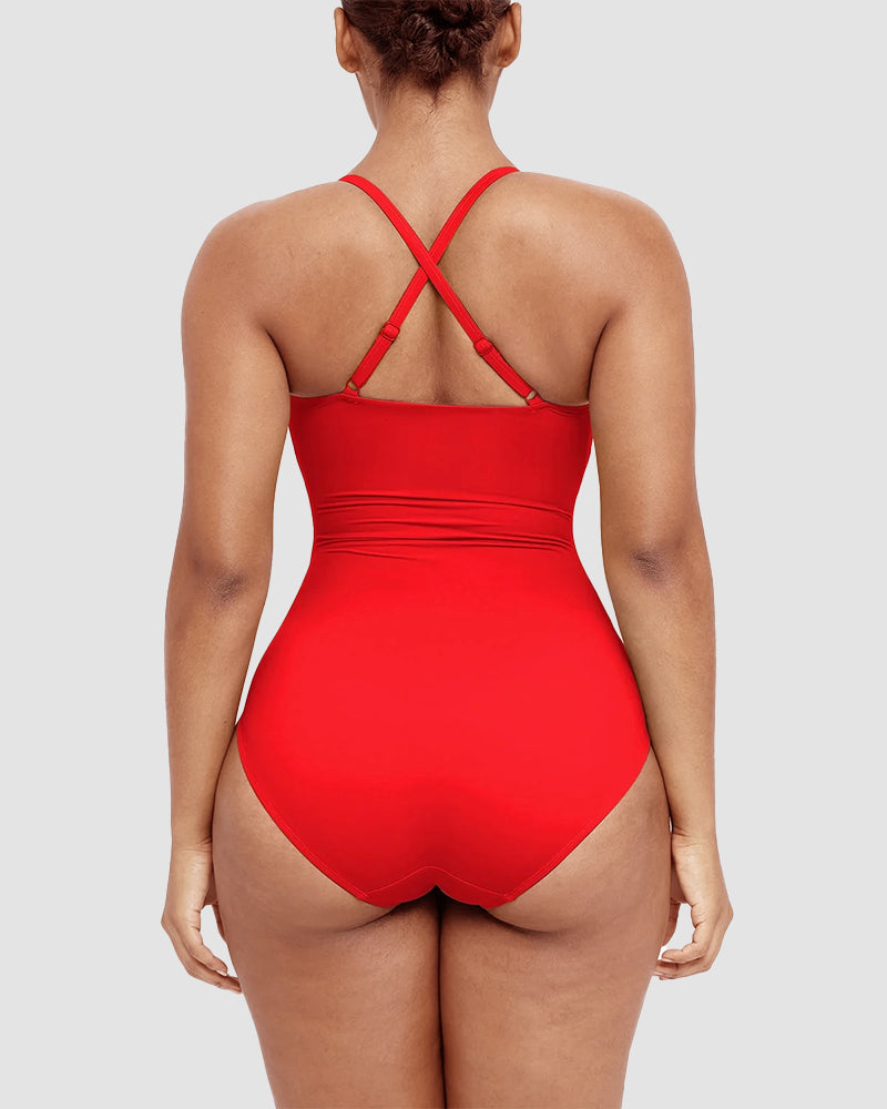 Icone™ ShapingSwimsuit: Elegantti Ristikkäiset Olkaimet Vartalon Muotoileva Uimapuku