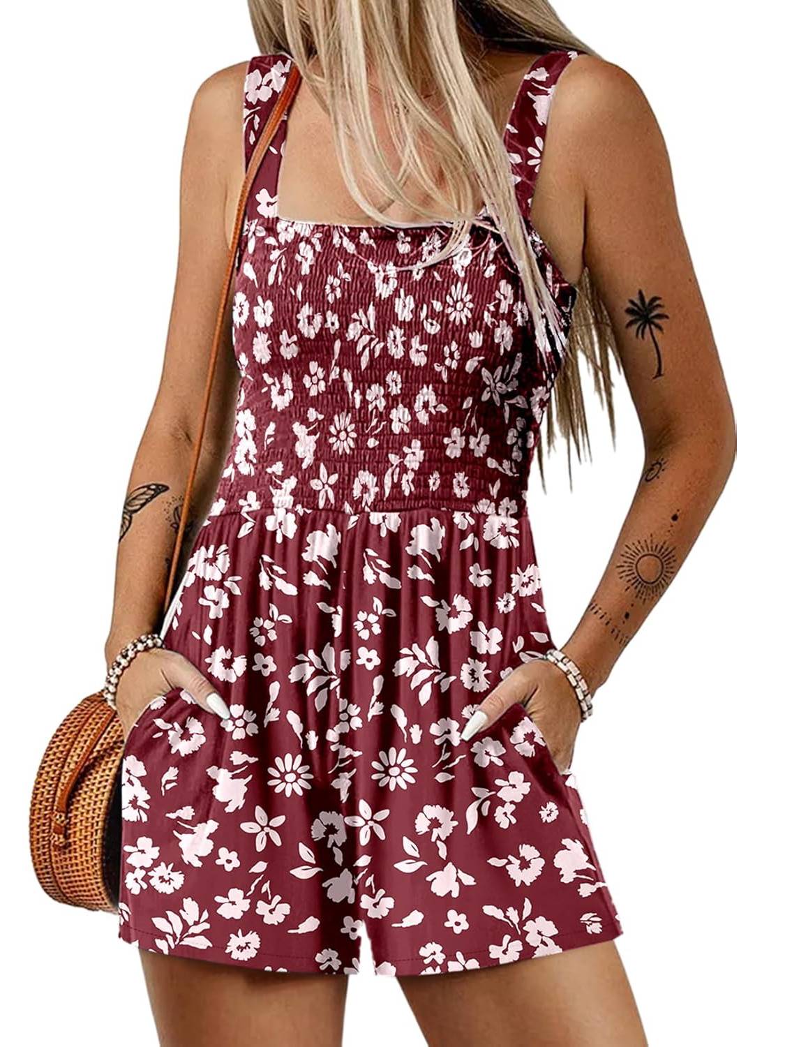 Icone™ SummerRomper: Naisten Hihaton Neliönmuotoinen Kaula Kesäinen Romper