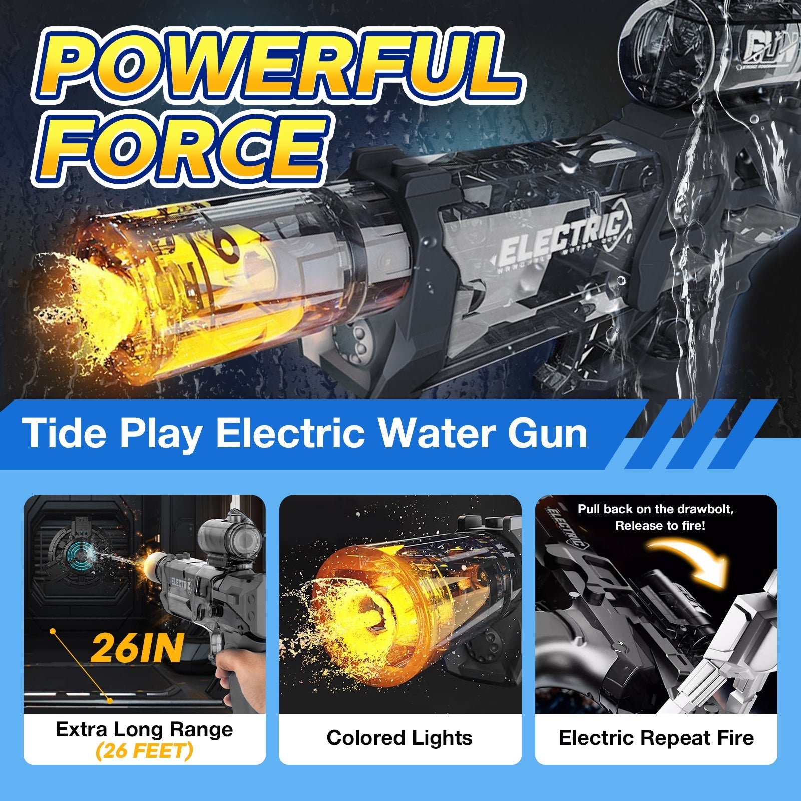 Kletshuts™ WaterGun: Pitkän Kantaman Ampuma Sähköinen Vesipyssy