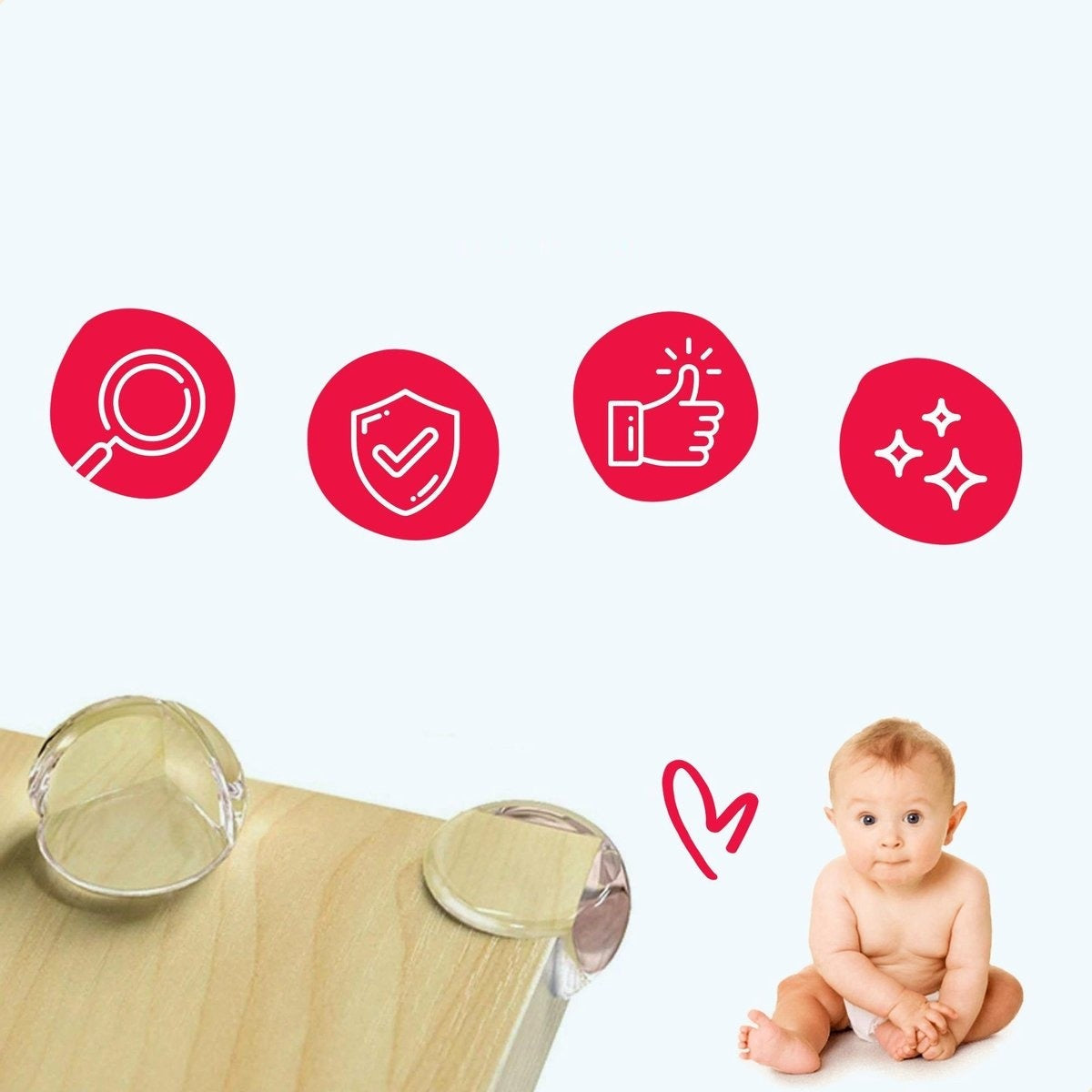 Safetycore™ Uudelleenkäytettävät Vauvan Kulmasuojat Läpinäkyvä