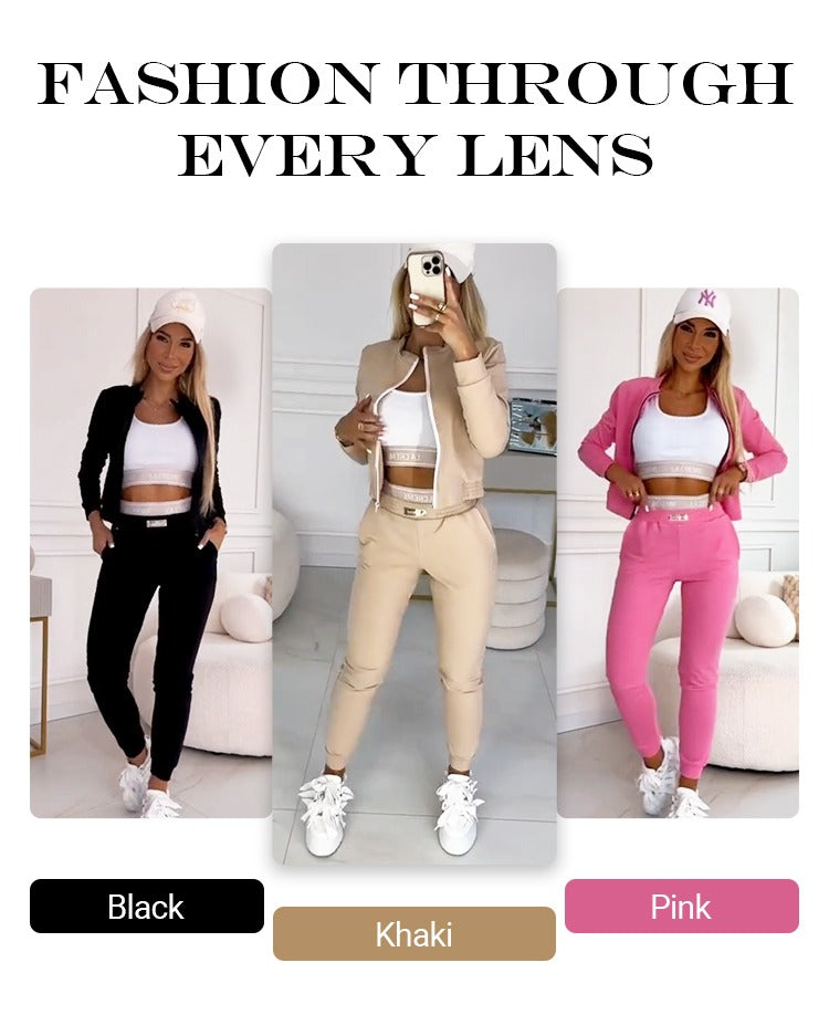Icone™ OutfitSet: Naisten Takki, Tankkitoppi Ja Housut, Rento Asukokonaisuus