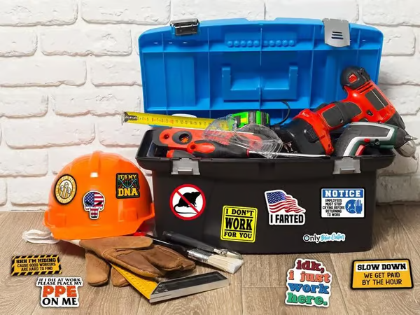 FunnyStickers: Hauskat Sinikauluksiset Vedenkestävät Tarrat Pakata