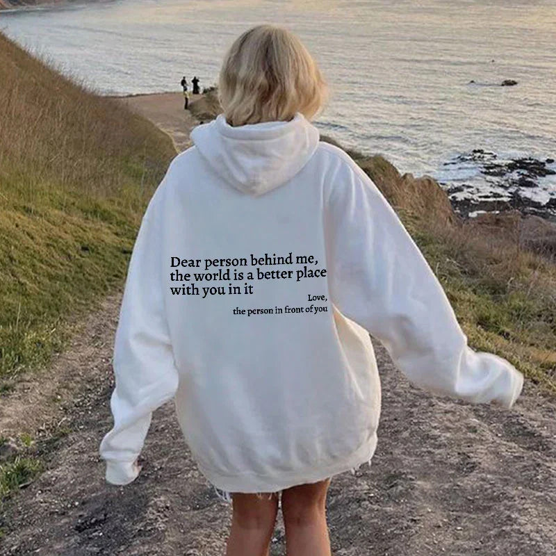 Icone™ DearHoodie: Huppari Kanssa Edessä Ja Takana Viesti Painatus