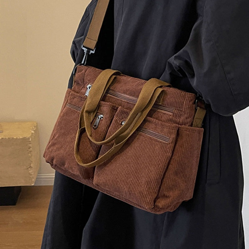 Icone™ CorduroyBag: Suuri Kapasiteetti Unisex Vintage Tyyli Corduroy Laukku