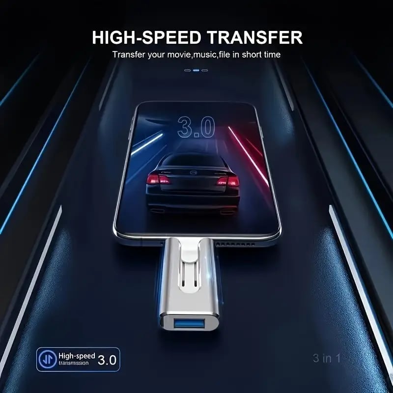 USBDrive - Kompakti Ja Kestävä Monilaitteinen 4‑In‑1 USB-Muistitikku