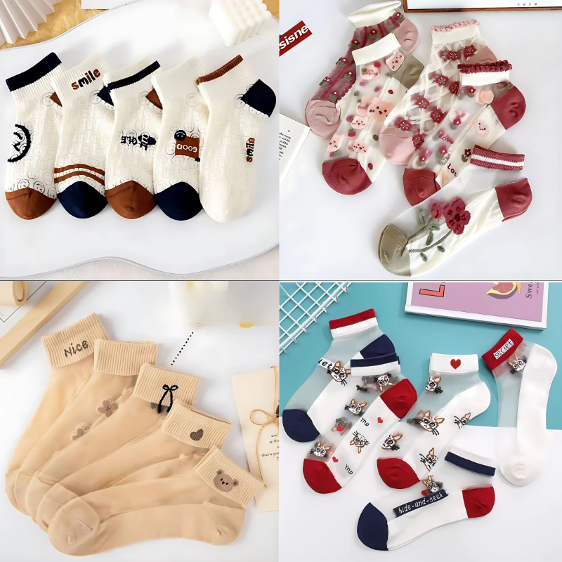 Happy™ MeshSocks: Hengittävä Mukava Hauska Suunnittelu Verkkonilkkasukat