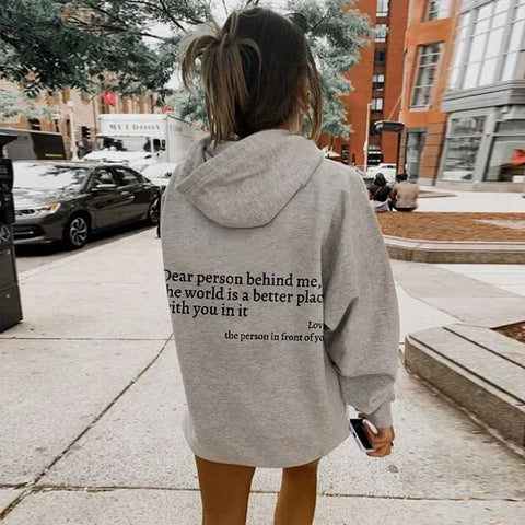 Icone™ DearHoodie: Huppari Kanssa Edessä Ja Takana Viesti Painatus