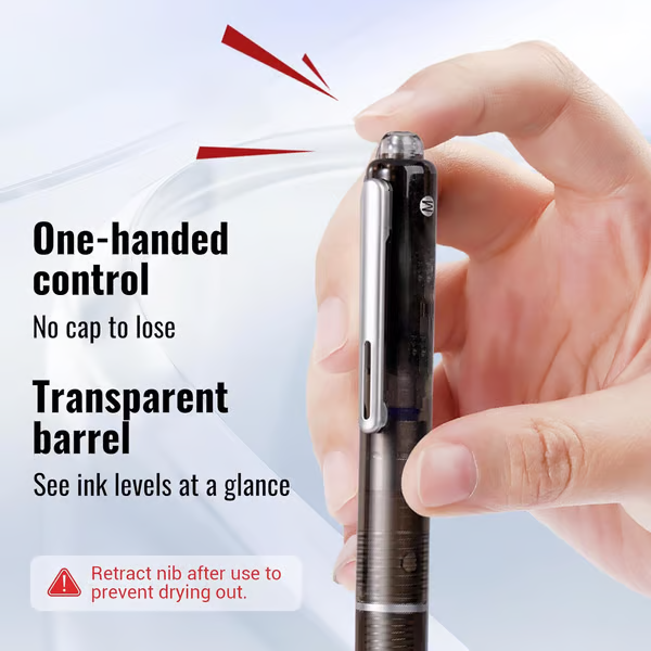 FountainPen - Sisäänvedettävä Ja Täytettävä Mustekynä Mustekaseteilla