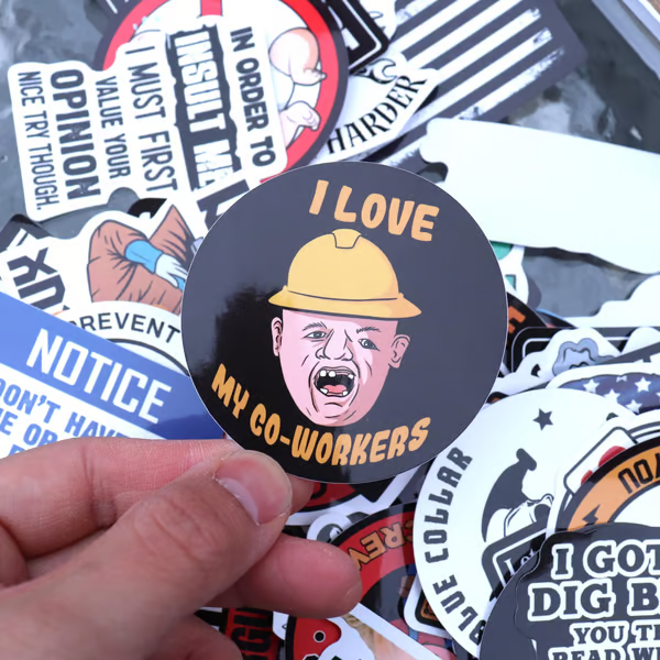 FunnyStickers: Hauskat Sinikauluksiset Vedenkestävät Tarrat Pakata