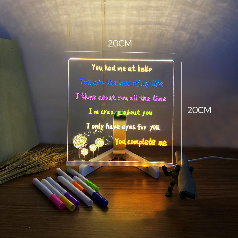Kletshuts™ NoteBoard: LED-Lamppu Akryylinen Muistilappu Ja Piirustuslauta