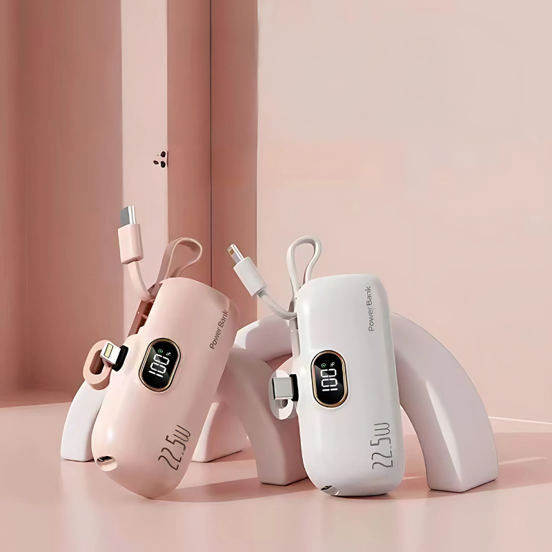 MiniCharge - Moderni Tyylikäs Kannettava Kaksi Porttia Mini Varavirtalähde