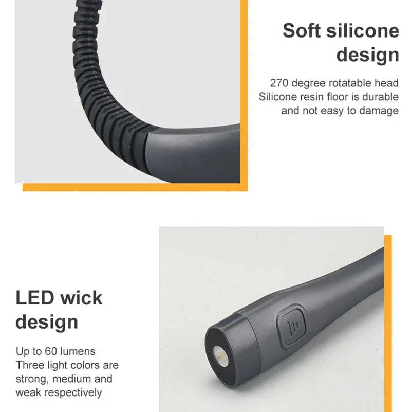 Ledsen™ ReadingLamp: Ladattava LED Kaula Valo Joustava Lukulamppu