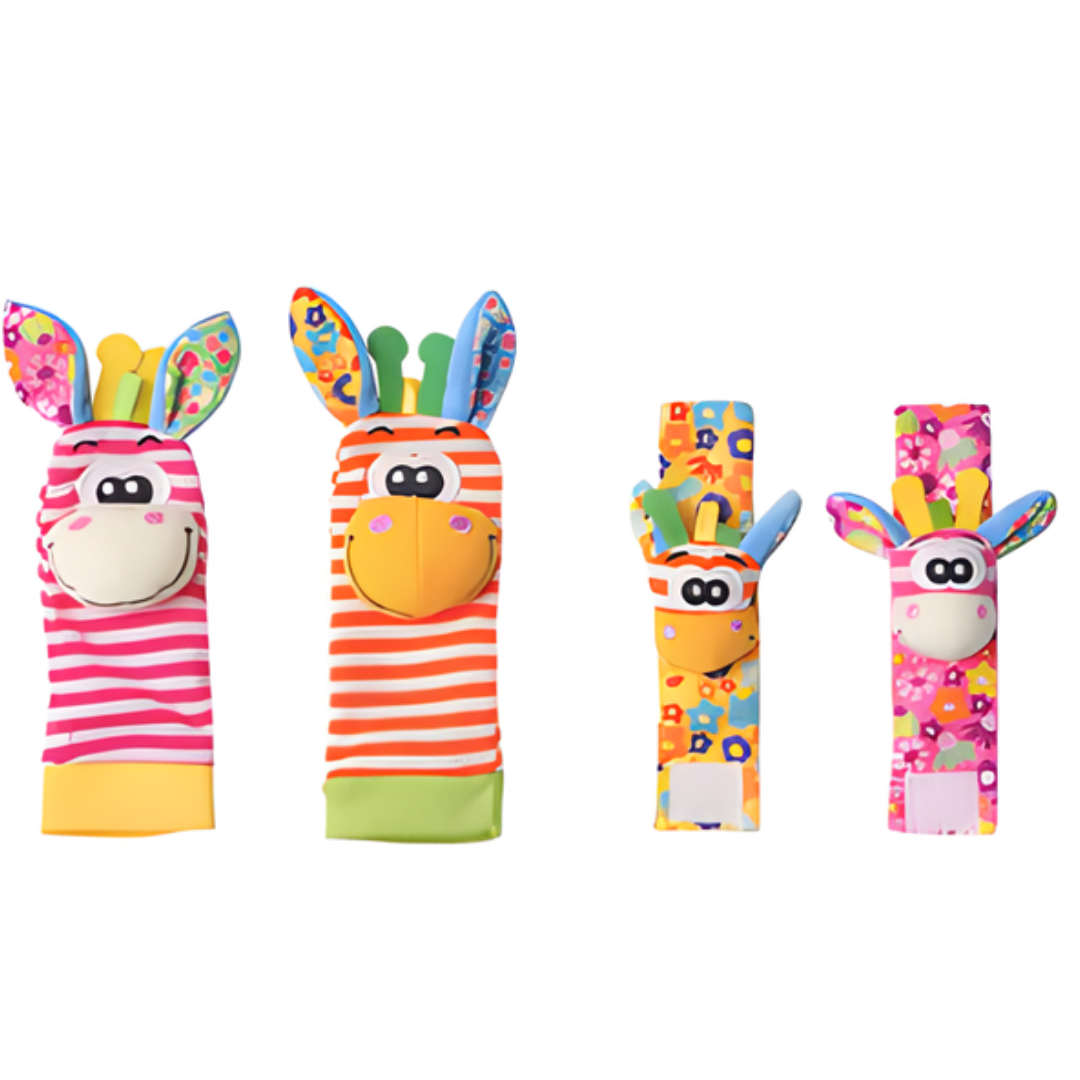 Kletshuts™ RattleToy 1+1 ILMAINEN: Pehmeä Eläin Vauva Ranne Ja Jalka Sukat Helistin Lelu Sarja