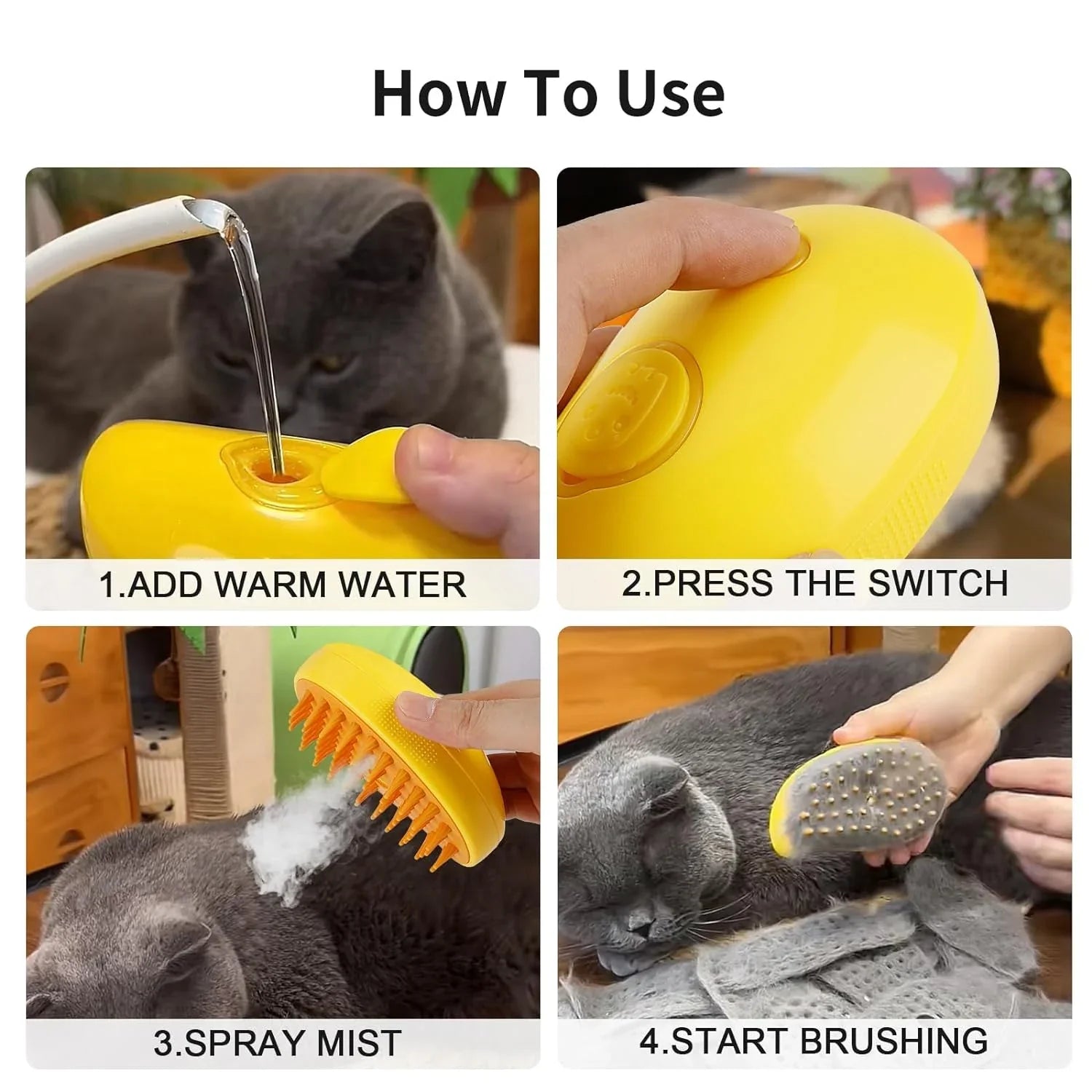 DogCatFri™ SteamBrush: Steam Lemmikki Hoito Harjata