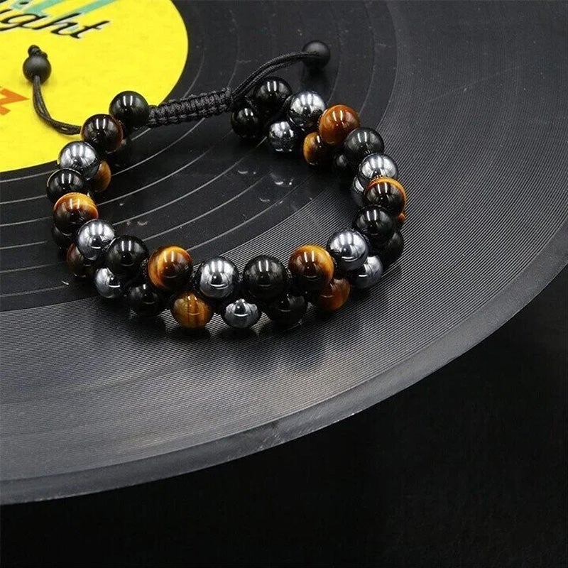 Jewelance™ ProtectionBracelet 1+1 ILMAINEN: Kaksinkertainen Kerros Tigerin Silmä Suojaus Rannerengas
