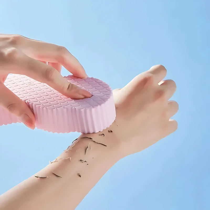 ExfoliatingSponge 1+1 ILMAINEN - Pehmeä Vartalon Kuoriva Sieni Suihku Pesuri