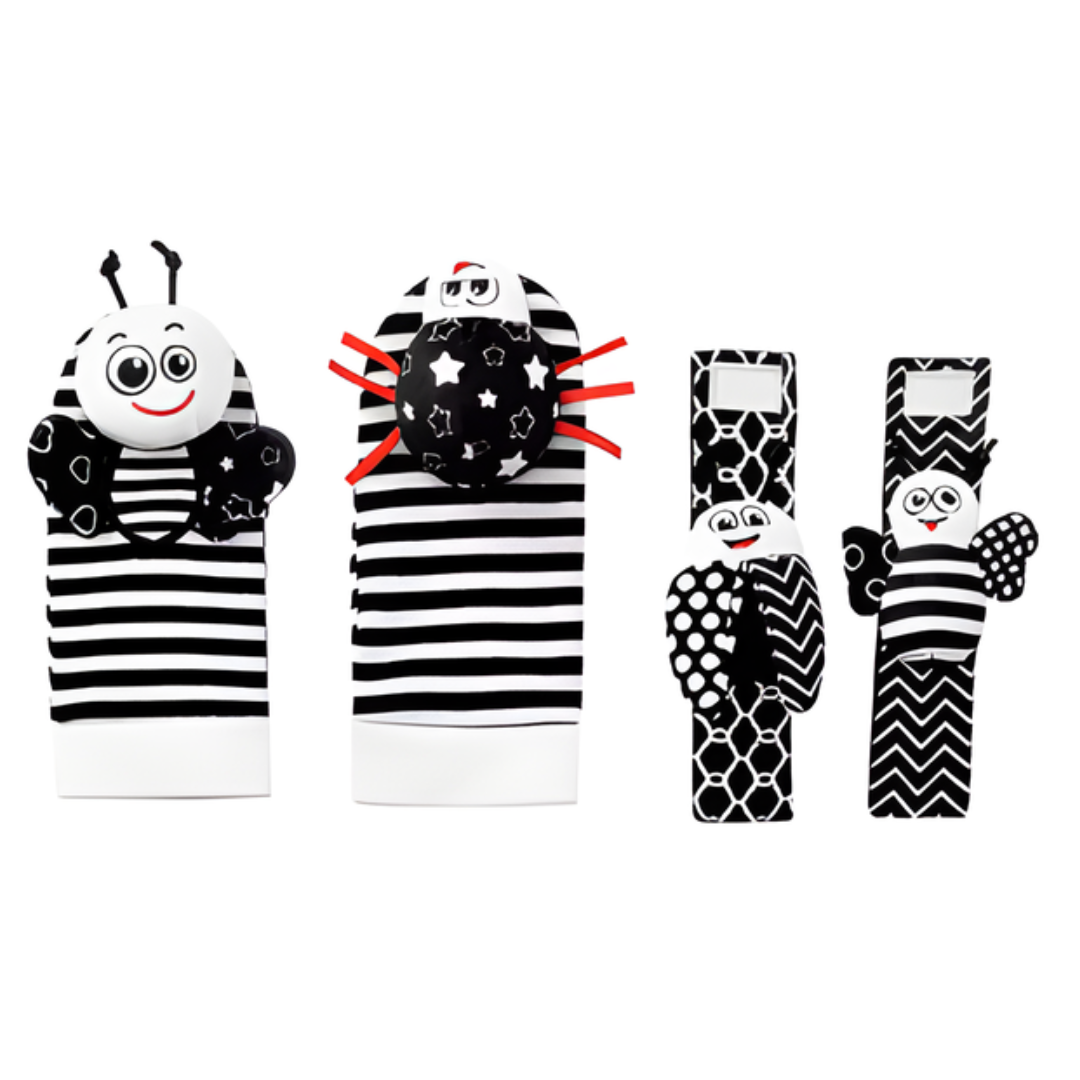 Kletshuts™ RattleToy 1+1 ILMAINEN: Pehmeä Eläin Vauva Ranne Ja Jalka Sukat Helistin Lelu Sarja