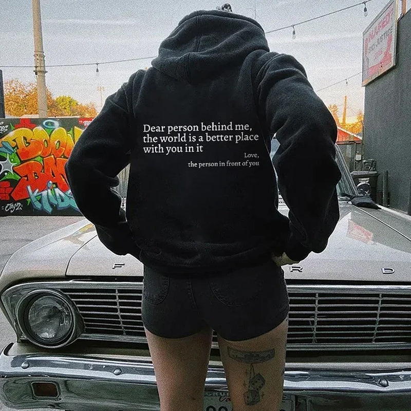 Icone™ DearHoodie: Huppari Kanssa Edessä Ja Takana Viesti Painatus