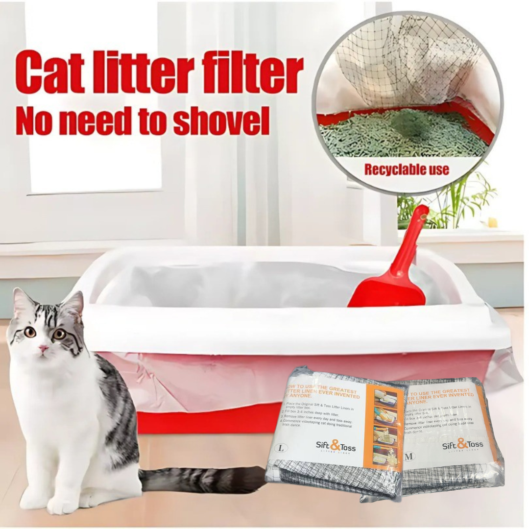 Catfri® WasteFilter 1+1 ILMAINEN: Uudelleenkäytettävät Kissan Hiekkalaatikon Vuoraukset Jätteiden Poistoon