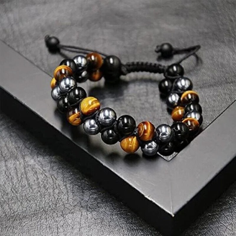 Jewelance™ ProtectionBracelet 1+1 ILMAINEN: Kaksinkertainen Kerros Tigerin Silmä Suojaus Rannerengas