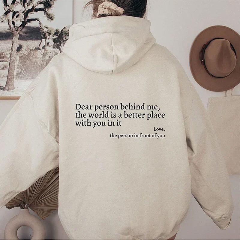 Icone™ DearHoodie: Huppari Kanssa Edessä Ja Takana Viesti Painatus