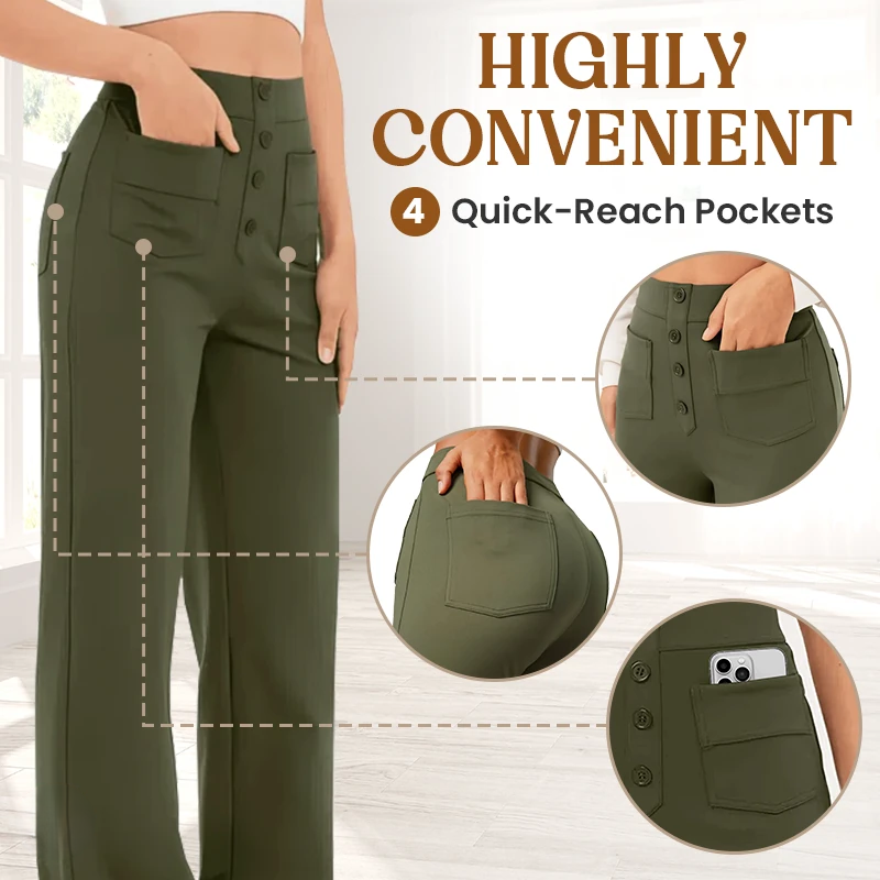 Icone™ FlexTrousers: Korkea Vyötäröinen Kaikki Päivä Mukavuus Joustava Housut