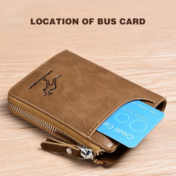 Icone™ ZippyWallet: Miesten Vetoketju Nahka Lompakko Jossa RFID Suojaus