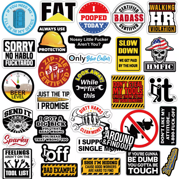 FunnyStickers: Hauskat Sinikauluksiset Vedenkestävät Tarrat Pakata