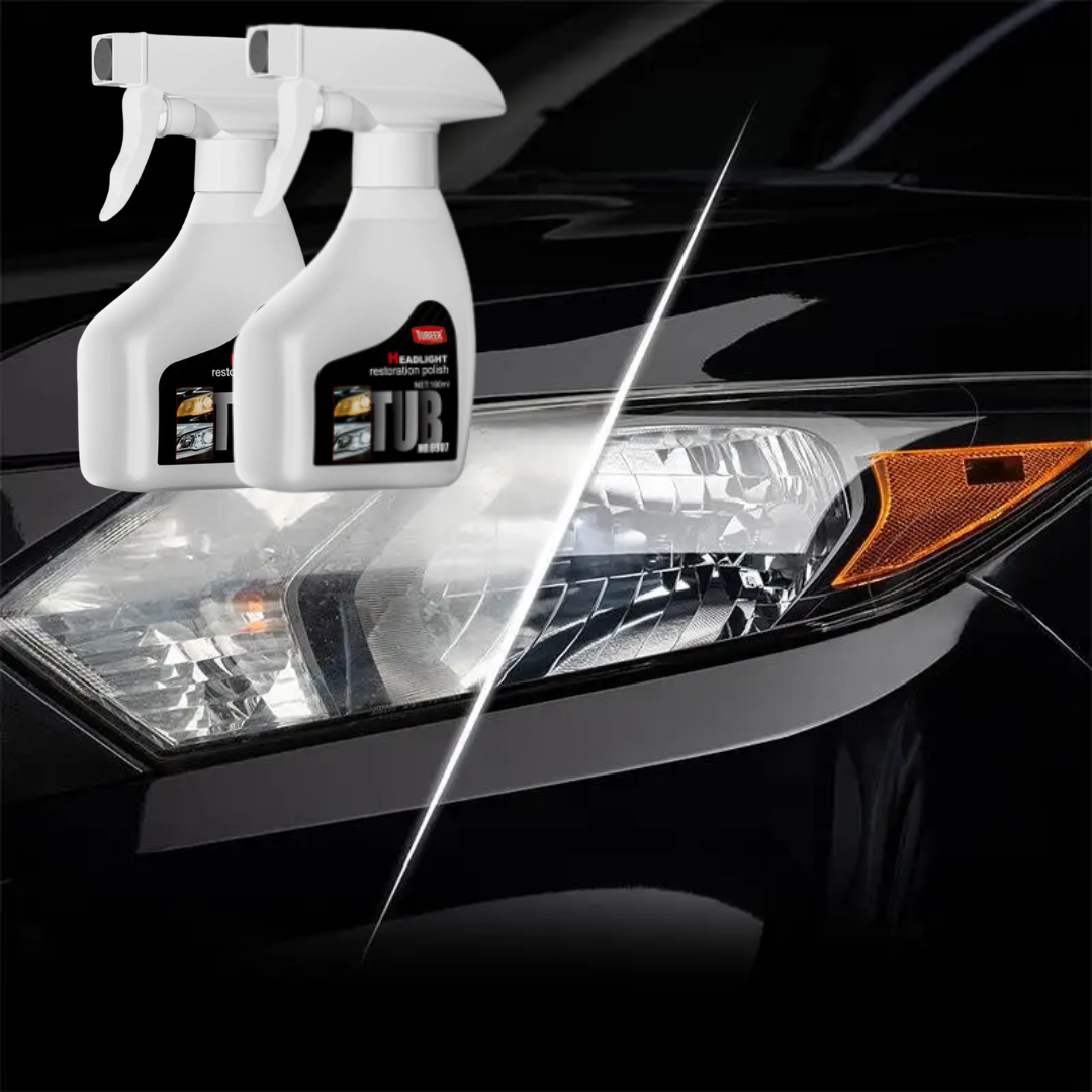 HeadlightSpray 1+1 ILMAINEN: Helppokäyttöinen Auton Ajovalojen Puhdistus Suihkupakkaus
