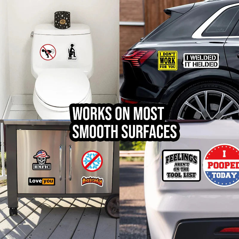 FunnyStickers: Hauskat Sinikauluksiset Vedenkestävät Tarrat Pakata