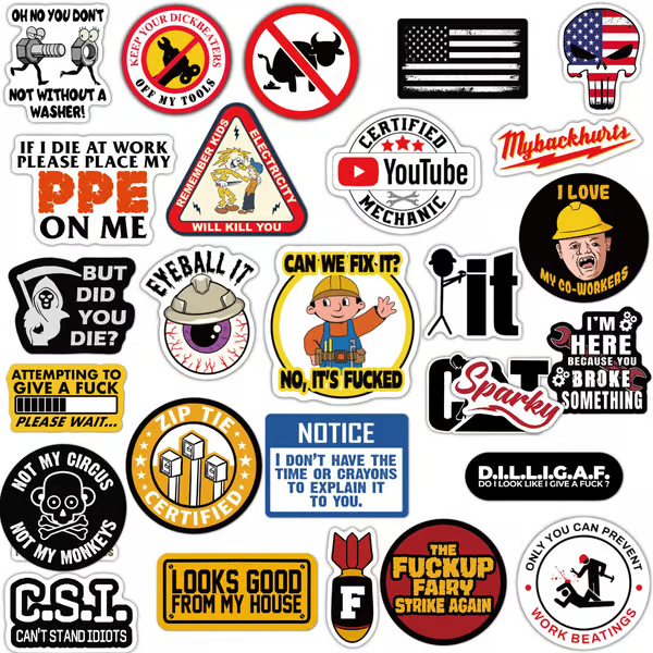 FunnyStickers: Hauskat Sinikauluksiset Vedenkestävät Tarrat Pakata