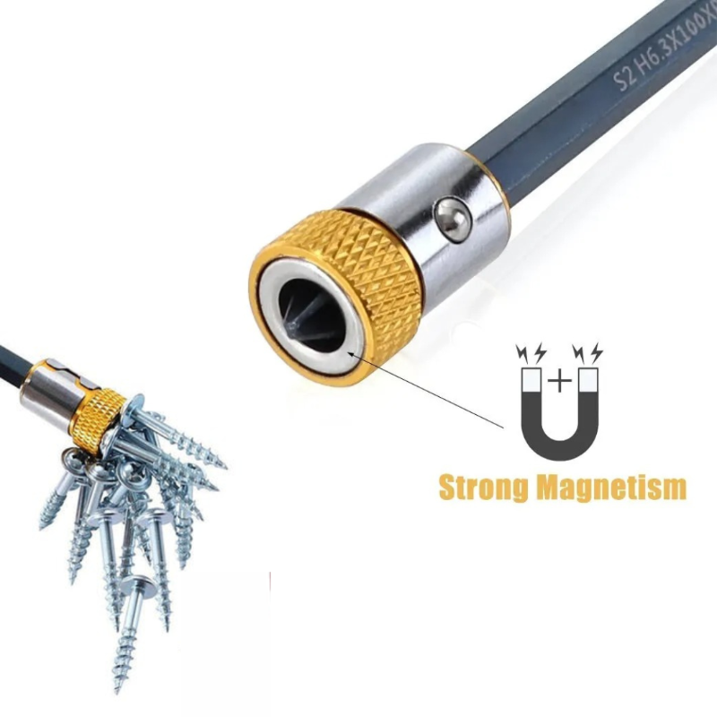 ScrewdriverTip 1+1 ILMAINEN - Magneettinen Ruuvimeisseli Kärki Irrotettava Rengas