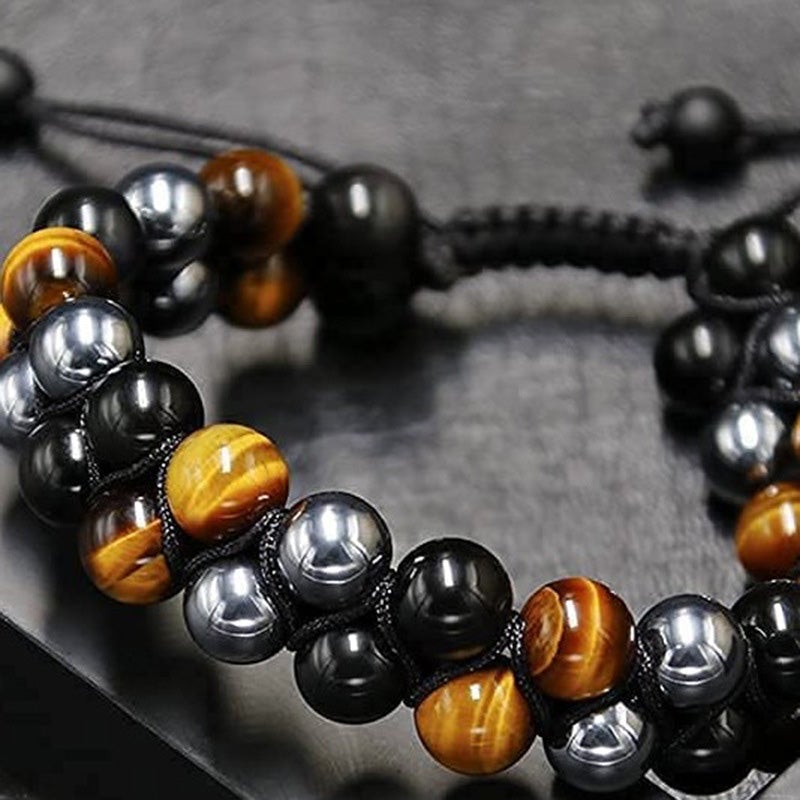 Jewelance™ ProtectionBracelet 1+1 ILMAINEN: Kaksinkertainen Kerros Tigerin Silmä Suojaus Rannerengas