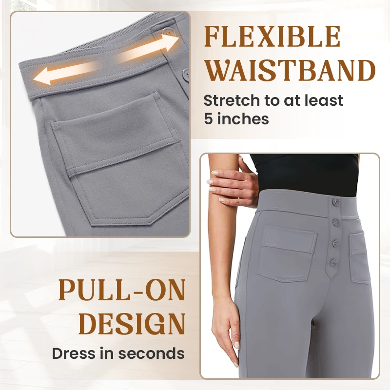 Icone™ FlexTrousers: Korkea Vyötäröinen Kaikki Päivä Mukavuus Joustava Housut