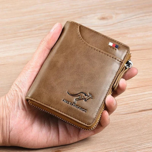 Icone™ ZippyWallet: Miesten Vetoketju Nahka Lompakko Jossa RFID Suojaus