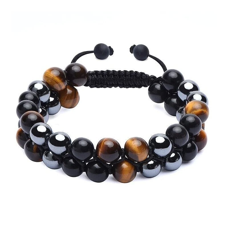 Jewelance™ ProtectionBracelet 1+1 ILMAINEN: Kaksinkertainen Kerros Tigerin Silmä Suojaus Rannerengas