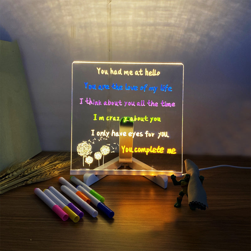 Kletshuts™ NoteBoard: LED-Lamppu Akryylinen Muistilappu Ja Piirustuslauta