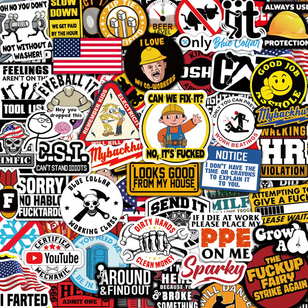 FunnyStickers: Hauskat Sinikauluksiset Vedenkestävät Tarrat Pakata