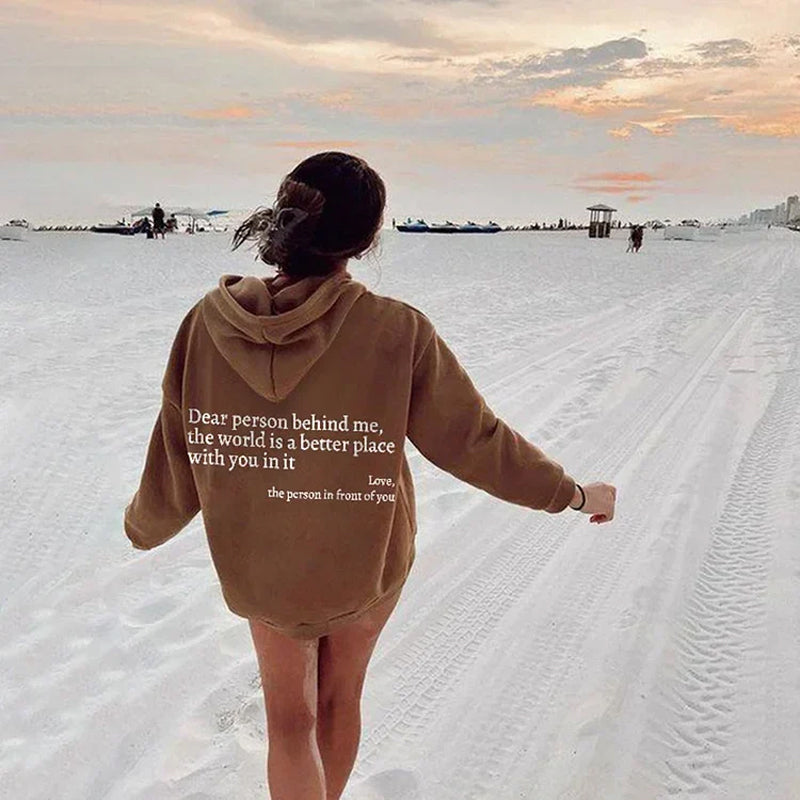 Icone™ DearHoodie: Huppari Kanssa Edessä Ja Takana Viesti Painatus
