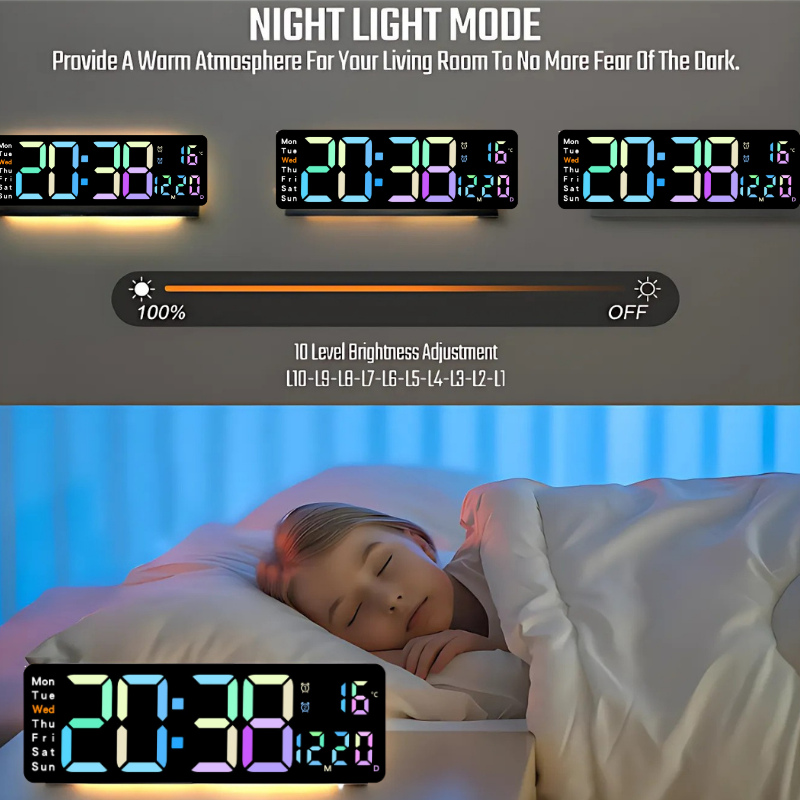 Globetrek° DigitalClock: Suuri LED-Ruutu Näyttö Digitaalinen Kello