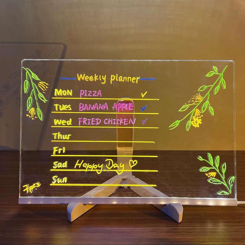 Kletshuts™ NoteBoard: LED-Lamppu Akryylinen Muistilappu Ja Piirustuslauta