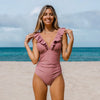 Icone™ ElegantSwimsuit: Elegantti Laskostettu V-Aukkoinen Vatsaa Muotoileva Uimapuku
