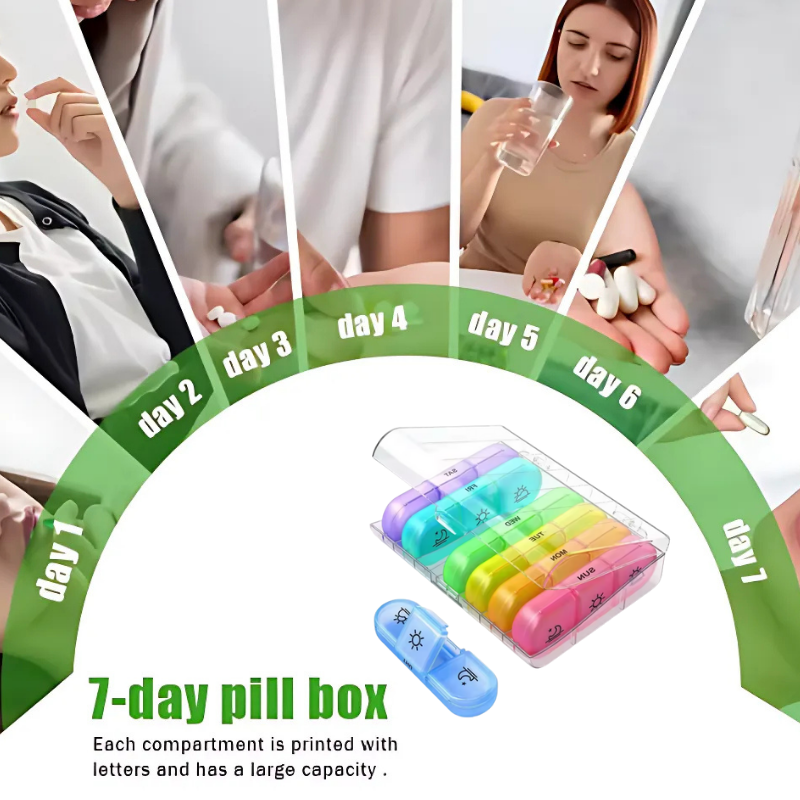 PillOrganizer 1+1 ILMAINEN: Kannettava Pillereiden Järjestäjä Päivittäinen Ja Viikoittainen Lääkkeiden Säilytys