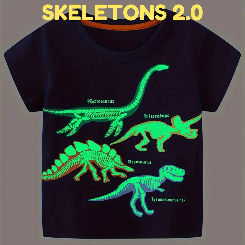Icone™ DinoShirt: Lasten Pimeässä Hohtava Dinosaurus T-paita