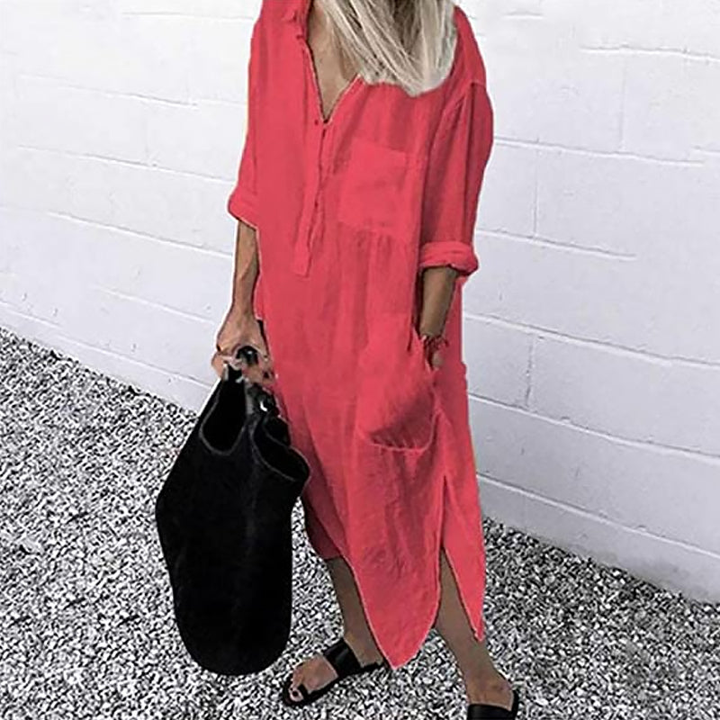 Icone™ ShirtDress: Virtaava Paita Sivuhalkiolla Mekko