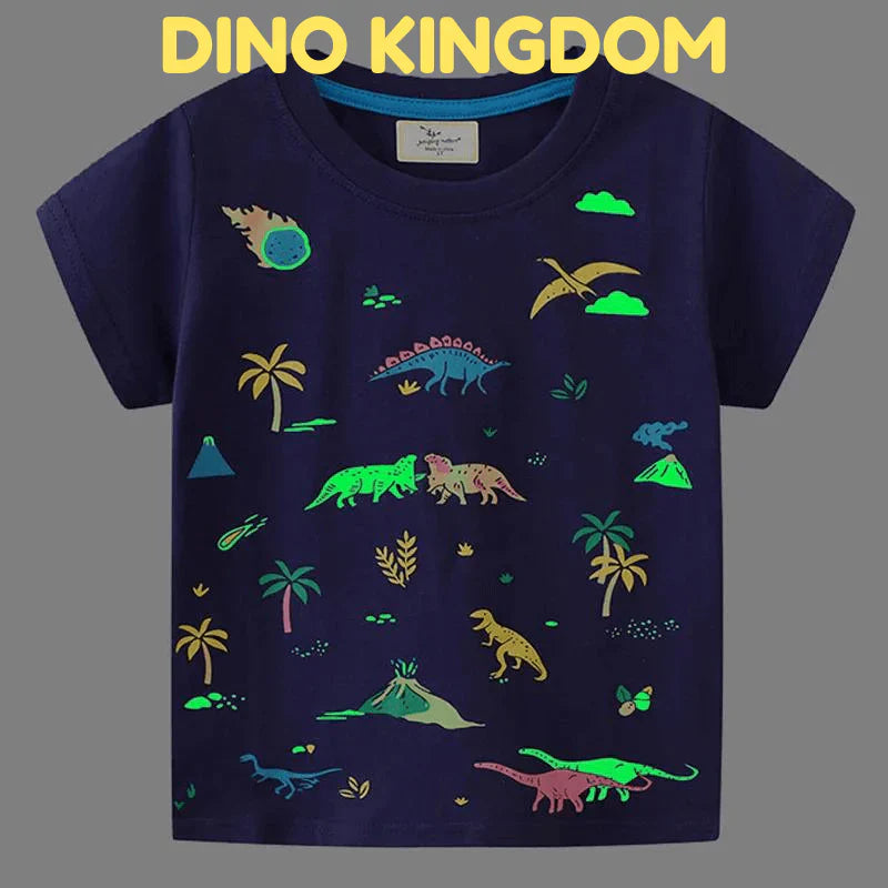 Icone™ DinoShirt: Lasten Pimeässä Hohtava Dinosaurus T-paita