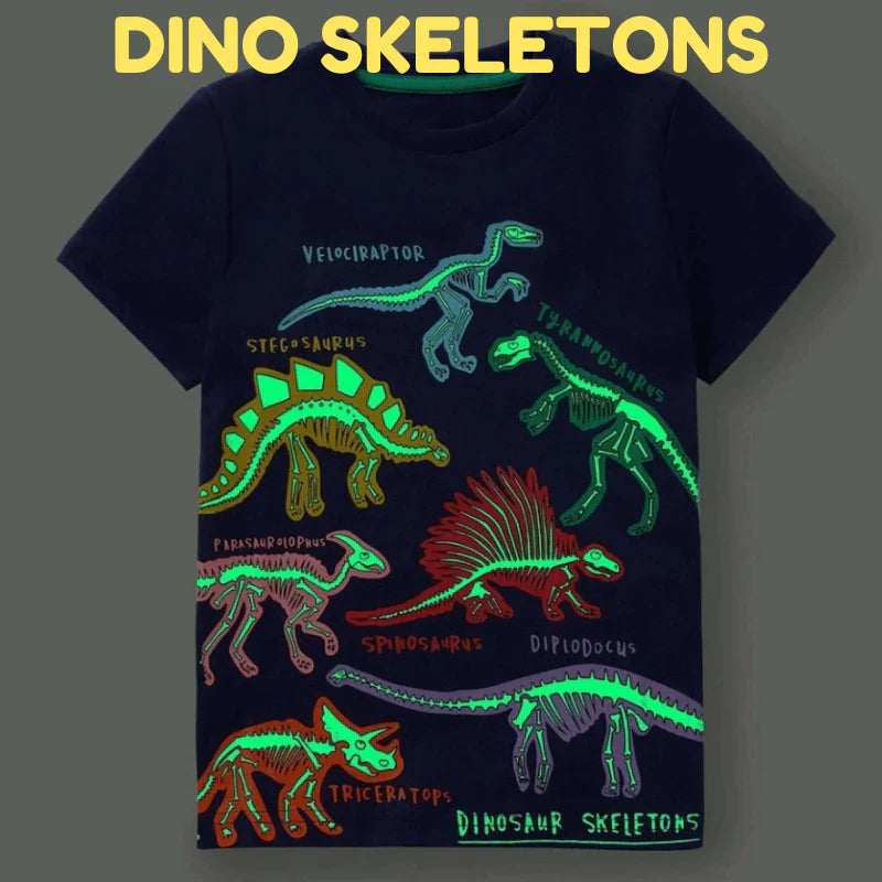 Icone™ DinoShirt: Lasten Pimeässä Hohtava Dinosaurus T-paita