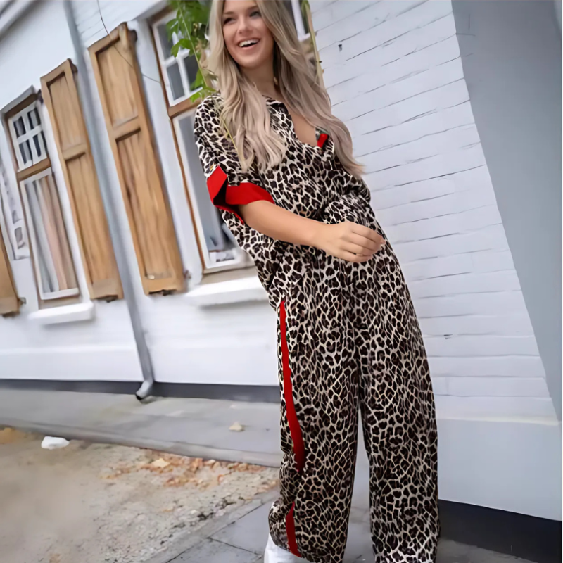 Icone™ LeopardOutfit: Koko Päivän Mukavuus Kanssa 2-Osainen Leopard Asu Setti
